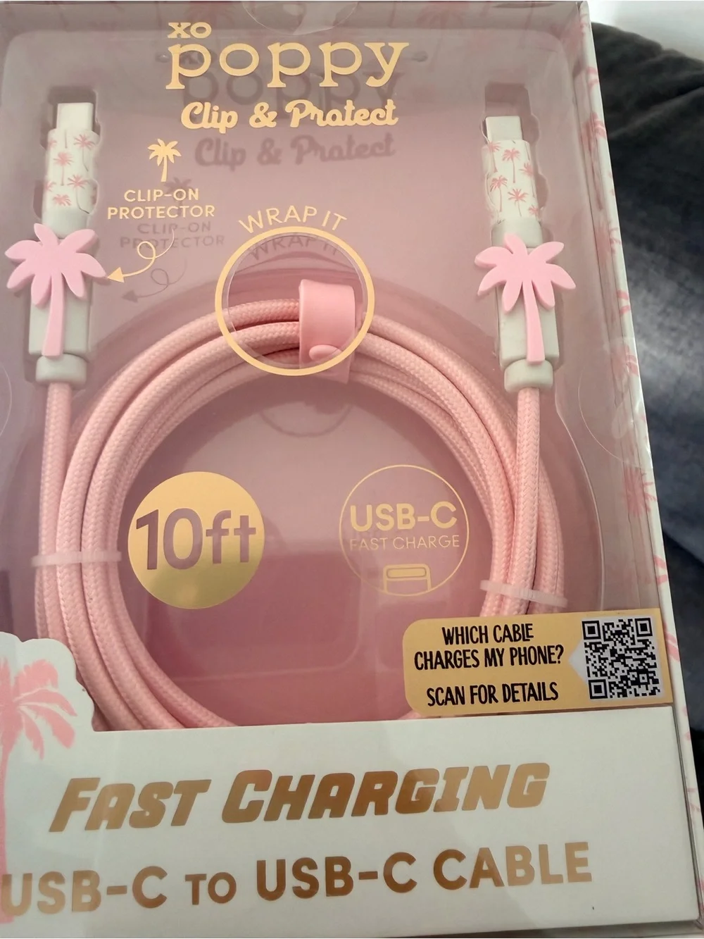 Pink USB-C to USB-C Fast Charging Cable - 10ft